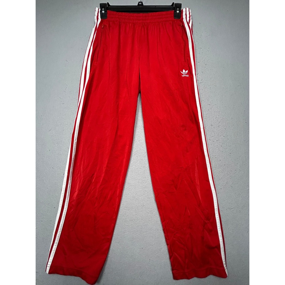Adidas Track Pants Polyester Red Large Mens